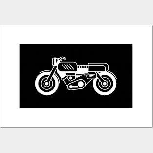 Illustration of stylized black and white motorcycle Posters and Art